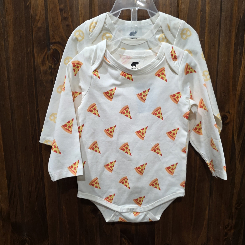 Cheerful Pizza & Pretzel Print Kids Bodysuit